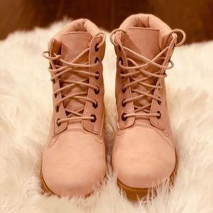 *New* Blush Pink Timberland Style Boots